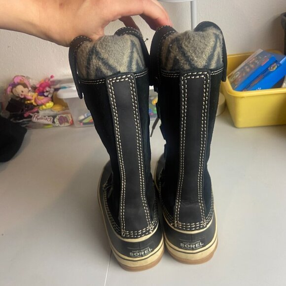 Sorel Size 7 Joan Of Arctic Knit II Rain Snow Waterproof Winter Boots Black - Picture 3 of 10